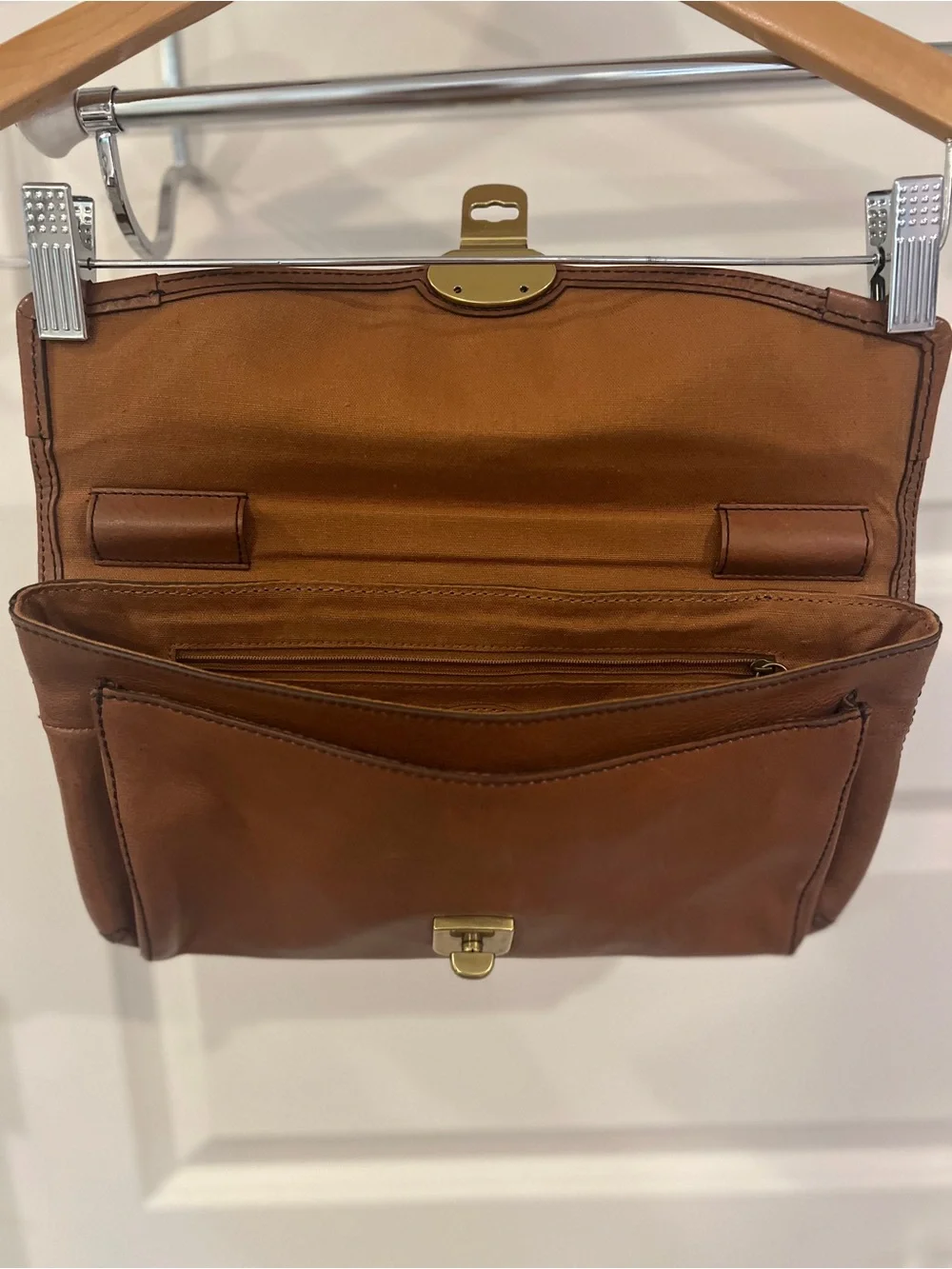 Vintage Fossil Brown Leather Envelope Clutch Handbag